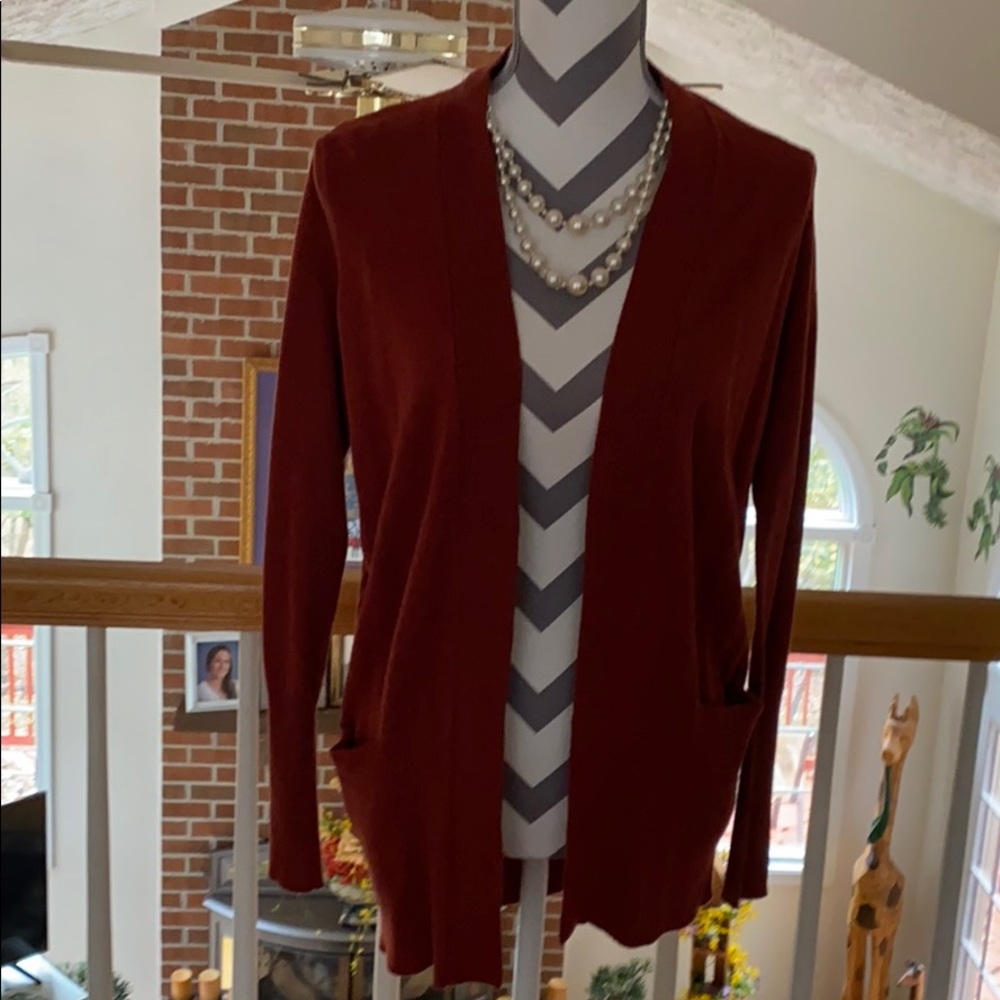 Rust color long cardigan